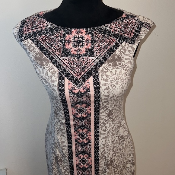 Maggy London shift print dress cap sleeves Sz 4 - Picture 2 of 8